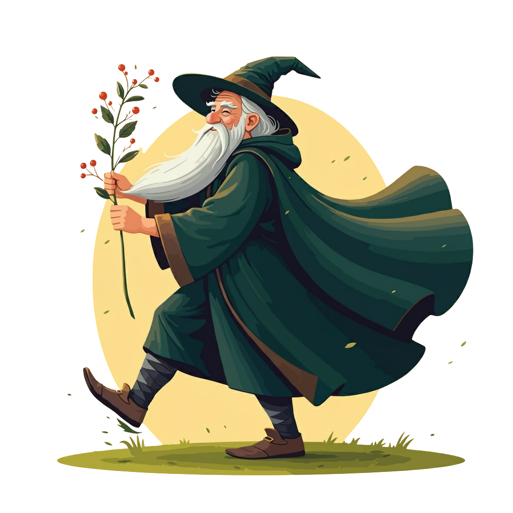 Wizard with magical plant