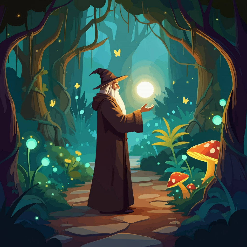 Wizard with glowing orb